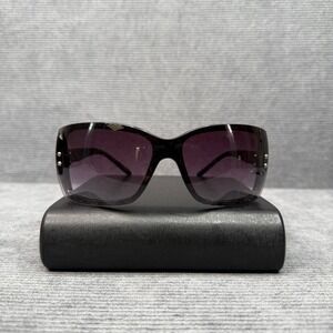 Bebe Sunglasses Black Oversized Wrap Around Y2K Logo Temples Stud Detail